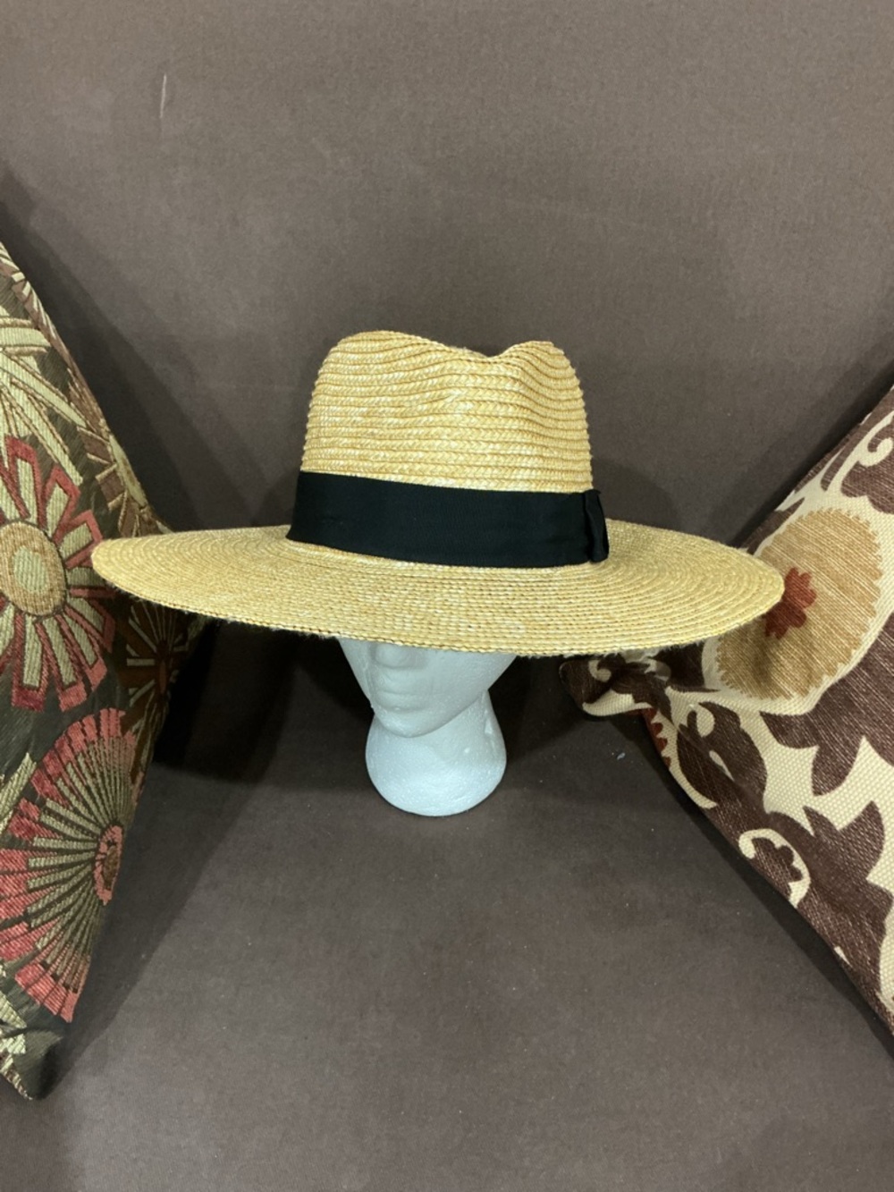 Brixton Joanna Natural Straw Fedora with Black Band